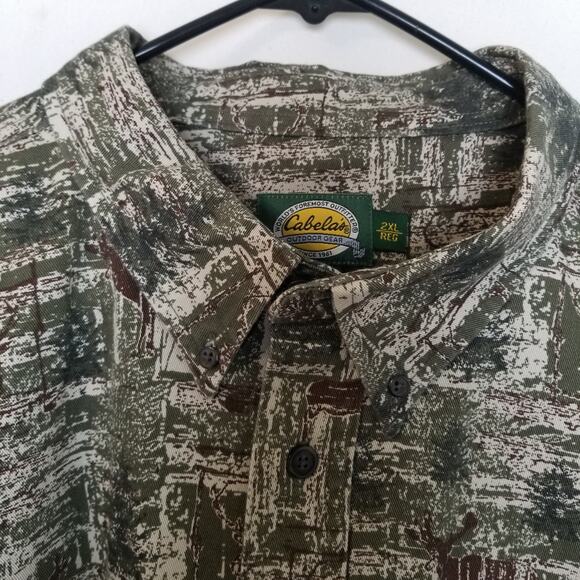 Cabela’s Camo Real Tree Heavy Long Sleeve Button Up Hunting Shirt Men's Size 2XL - Picture 2 of 8
